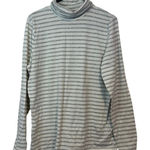 Lands' End Women’s Long Sleeve Turtleneck T-Shirt Size XL Striped Gray White Photo 0