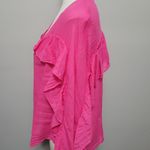 ZARA  fuchsia oversized semi-sheer ruffled blouse size XS Photo 6