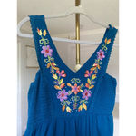 RVCB Floral Cotton Maxi Dress Embroidered Boho Garden Artisancore Cottagecore Blue Size XL Photo 3