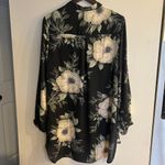 Joan Vass  Women’s Black Floral Print Long Sleeve Button Down Dress Size L NEW Photo 1