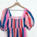 Oliphant Bubble Skirt Mini Dress Stripe Puff Sleeves Colorful size small Pink Photo 5