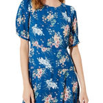 Loft Floral Chiffon Drop Waist Puff Sleeve Flutter Midi Dress Size 4 Photo 0