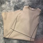 IRIS & INK Cream Sheath Dress Sleeveless Crew Neck Tan Photo 0