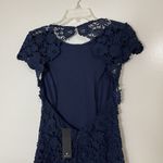 Lulus NEW!  Romance Language Navy Backless Lace overlay mini embroidered Dress S Photo 4