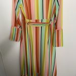 We Are LEONE Contrast Maxi Cardigan Striped Tie Dress Womens Large Medium Silk Pink Photo 10
