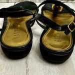 Lauren Ralph Lauren Black Sandals Golden Buckle Strappy Flats Summer Vibes Vacay Size 9.5 Photo 3