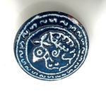 Vintage enamel copper bird circle brooch Blue Photo 4