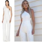 Nookie Treasure White Sequin One Shoulder Cocktail Jumpsuit Medium Photo 1