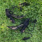 Missguided Black Embroidered Lace Up Block Heels Photo 13