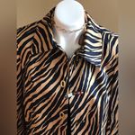 Doncaster Black & Tan Animal Print 4 Gold Metal Buckle Buttons Wide Sleeves SZ8 Photo 1