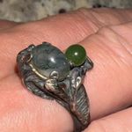 Artisan VINTAGE Moss Agate 925 Sterling Silver Brutalist Ring Sz. 5.25 Gemstone Photo 12