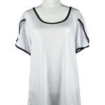 Women’s Large White Short Petal Sleeve Tee Shirt White Photo 0