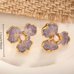Golden Enamel Pearl Flower Earrings | French Vacation Style | NWT Gold Photo 3