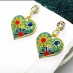 Betsey Johnson Abstract Floral Y2K Studded Multicolored Crystal Drop Earrings Photo 1