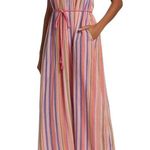 XIRENA Esme Stripe Cotton Dress In Citrus Melange Tie Straps Pockets Large NWT Pink Photo 15