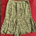 Rena Rowan  Flowing Boho Maxi Skirt Size 12‎ Floral Green Tropical Leaf Photo 1