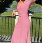 ADAM LIPPES COLLECTIVE Pink Knit Collared Neckline Tie Waist Dress Size Large Photo 9