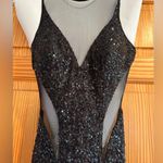 Faviana  Mesh Black Sequin Prom Gown Photo 0
