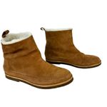 Jenni Kayne  Suede Moc Shearling Lined Slip On Ankle Snow Boots Tan Size 39 Photo 10