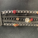 Juicy Couture Pam Gela Multi Chain Wide Floral Charm Bracelet Silver New Photo 2