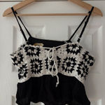 Rebellion Again Black and White Cropped Crochet Camisole Size Small EUC Photo 0