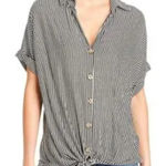 Kim And Cami Striped Front-Tie Top Medium Button Down draped nautical effortless Photo 0