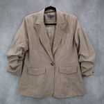 Democracy  Tan Ruched Sleeve Business Casual Peak Suit Jacket Coat Blazer Medium Photo 0