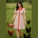 Vintage 70s Models Coat Polka Dot House Dress Robe Mumu Size L Photo 2