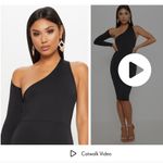 Pretty Little Thing Plt  Black Disco Slinky One Shoulder Midi Dress size us 6 Photo 2