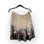 Linda Allard Ellen Tracy Earthy Botanical Silk Skirt Romantic Neutral Size 4 Brown Photo 2