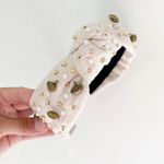 Football Embellished‎ Knotted Headband Brown Photo 1