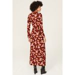 The Kooples RTR XL Red Black Yellow Floral Print Sweater Mock Maxi Long Dress Photo 1