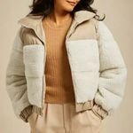Abercrombie & Fitch A&F Ultra Collection Sherpa Puffer Coat Bomber Jacket Puffy Womens XL Cream Cozy Photo 0