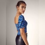 Aritzia Wilfred Smocked Blouse In Baltic Sea Photo 3