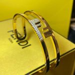 Fendi O'Lock Women's Gold Metal Cuff Bracelet Photo 13