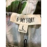 B My Story Long Wide Leg Pants With Cherry Leaf Print Elastic Waist L Green Size L Photo 4