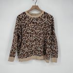 H&M Leopard Print Sweater Crew Neck Long Sleeve Zipper Back Size L Photo 1