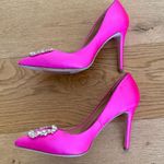 Badgley Mischka  - Cher Crystal Embellished Satin Pumps in Hot Pink & Silver Photo 5