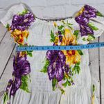 Mamta White Floral Rayon Dress Smocked Off Shoulder Sundress Women's One Size Photo 4