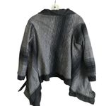 Gabrielle Ghino Italian Made Black/Gray Striped Mixed Fabric Wrap Cardigan. S Black Photo 5