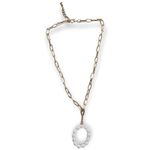 O Initial Pearl Gold Link Necklace Choker Charm NEW White Photo 2