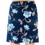 Mi Ami Women's Blue Floral Velvet Velour High Waist Zipper Mini A Photo 3