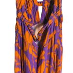 AFRM Nor Purple Orange Hibiscus Tropical Floral Print Hawaiian Halter Maxi Dress Size M Photo 12
