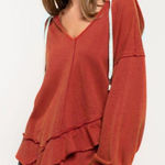 POL  Women's Burnt Orange Asymmetrical Hoodie Top Photo 0