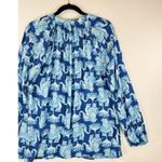 Lilly Pulitzer Womens Top Blue Martinique Elephant V Neck Blouse Casual Medium Photo 9