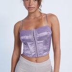 PacSun Corset Bustier Satin Lace Up Crop Top Photo 0