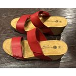 Eric Michael  Lily Red Leather Cork Wedge Sandals Size EU 40 US 9.5-10 NEW Photo 1