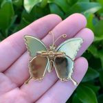 Vintage Thin Colorful Glittery Butterfly Brooch Gold Photo 1