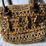 st. john's bay Beaded Straw Shoulder/Tote Wooden Animal Beads Photo 2