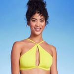Shade & Shore Women's Longline Keyhole Halter Bikini Top -  Lime Green Photo 5